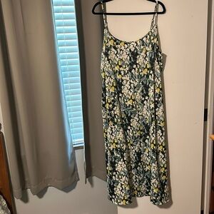 Eloquii green floral print satin dress